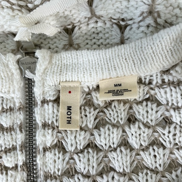 ANTHROPOLOGIE MOTH Honeycomb Crewneck Sweater Zip Back size M - Picture 6 of 7